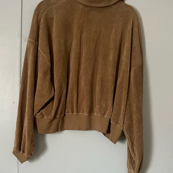 Nike Tan Cropped Ribbed Polo Sweatshirt - Picture 3 of 6